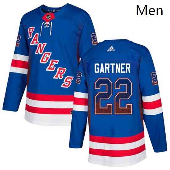 Mens Adidas New York Rangers 22 Mike Gartner Authentic Royal Blue Drift Fashion NHL Jersey